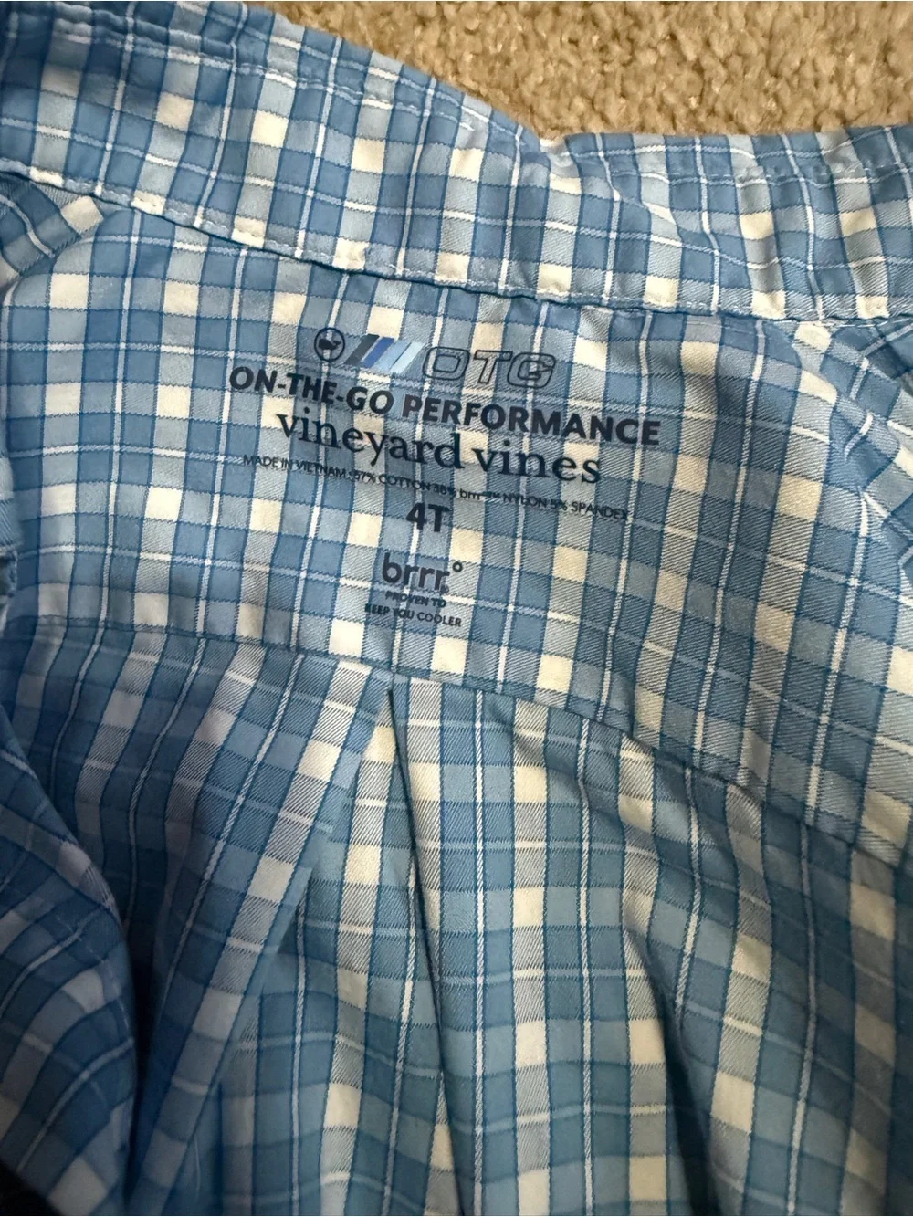 Vineyard Vines Boys Plaid On-The-Go Performance Long Sleeve Shirt - 4T